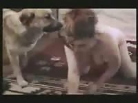 Married whore moans in pleasure as she's screwed doggystyle by a K9 in this beast sex video