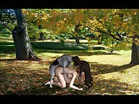 Fun animation zoophilia sex video featuring dog mounting and banging big tit toon