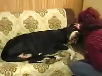 Red-haired milf is masturbating her pussy in front of her family