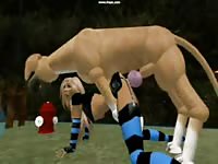 Australian blonde is getting wildly fucked by a huge dog