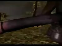 Strong black stallion fucking a petite blonde as she sucks cock in this animated beast sex vid