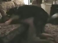 Hot amateur beast fucking video features stunning college-aged whore banging a dog at home