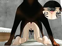 Enormous and very aggressive black dog slamming away on a whore in this animation movie