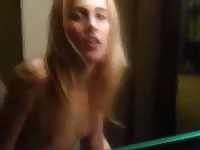 Adventurous never before seen teenage tramp treating hung stranger to a fantastic blowjob