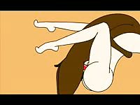 Real life orgasm sounds put to cartoon fuck session
