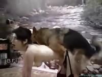 Thrilling hardcore animal fucking video featuring a married hottie getting fucked by her big mutt