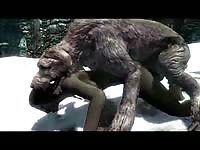 Horny beast enjoys fucking innocent woman before cumming in her