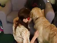 Sexy slim amateur riding her boyfriend while the dog licks her juicy hole