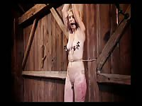 Blazing-hot BDSM fucking flick featuring a amateur housewife lashed while naked in restraints