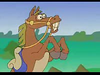 Funny zoophilia cartoon with blonde girl riding her favorite horse