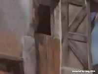 Funny animated horse getting balls deep in this busty blonde slut