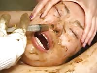 Gross amateur scat fetish movie featuring a never before seen married hoe tasting warm crap