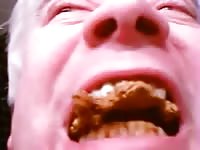 Perverted English daddy shits and eats his own crap