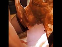 Brown-haired guy likes fucking his shitty girlfriend in the living room