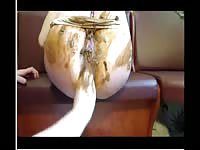 Messy amateur scat sex movie features beautiful older whore pooping in her white panties