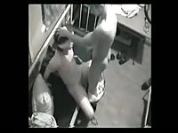 Pair of military dudes take turns screwing and face banging one of their male bunkmates