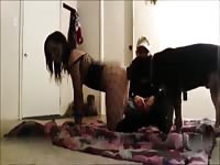 Amateur bestiality porn star records herself having dog sex