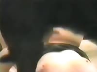 Masked woman gives canine a blowjob bestiality porn