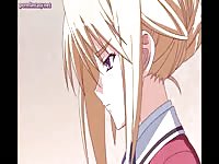 Wonderful quality xxx hentai video features cute brunette teen giving blowjob to cartoon hunk