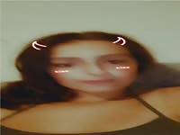 Teen flashes and slaps tiny tits