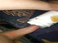Huge cumshot on sisters panties after fucking a fleshlight 