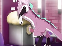 Furry animation. Servicing a big dragon cock