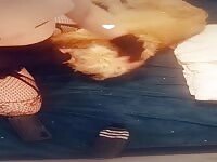 Perverted slut cant help but fuck dog's throat 