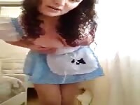 Babe rubs and plays solo