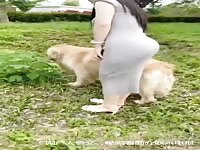 asian beautiful girl fuck with dog after walking