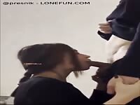 Cute sister sucks brothers big dick